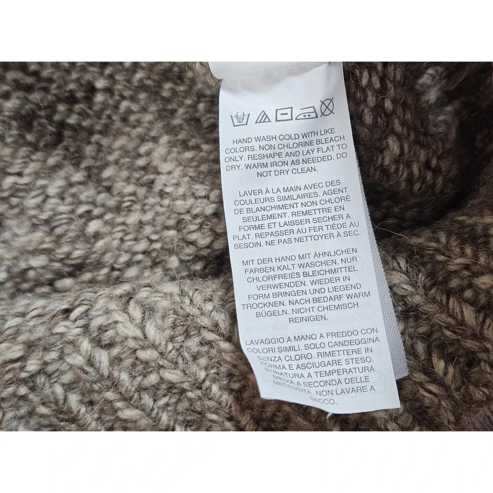 J. Crew Sweater Mens S Tan Brown Wool Alpaca Leather Shoulder Patch Crewneck